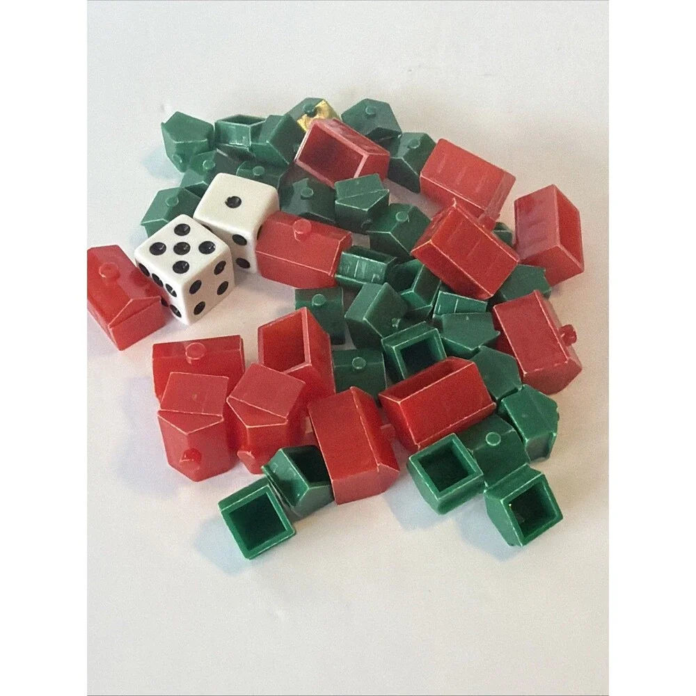 Monopoly Game Replacement Parts Hotels and Houses and Dice